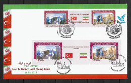 2015 Joint Iran And Turkey, MIXED FDC WITH 2+2 STAMPS: Mosques - Emissions Communes