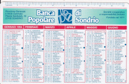 Calendarietto - Banca Popolare Di Sondrio - Anno 1994 - Formato Piccolo : 1991-00