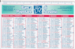 Calendarietto - Banca Popolare Di Sondrio - Anno 1994 - Tamaño Pequeño : 1991-00