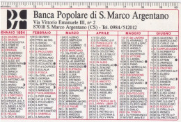 Calendarietto - Banca Popolare S.marco Argentano - Cosenza - Anno 1994 - Tamaño Pequeño : 1991-00