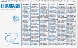 Calendarietto - Cassa Di Risparmio Di Torino - Anno 1994 - Formato Piccolo : 1991-00