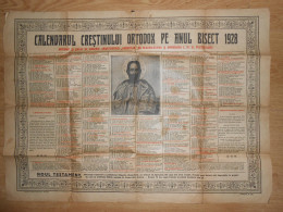 CALENDRIER ORTHODOXE ROUMAIN 1928 - FORMAT 47.5 X 66 CM - Groot Formaat: 1921-40