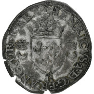 France, Henri II, Douzain Aux Croissants, 1550, Villeneuve-lès-Avignon, Billon - 1547-1559 Henri II