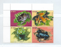 PANAMA YEAR 1997 FROGS BLOCK OF FOUR DIFFERENT VALUES FAUNA MICHEL 1793/6 SCOTT 849 - Panamá