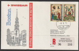 1971, Swissair, Erstflug, Liechtenstein - Boston - Air Post