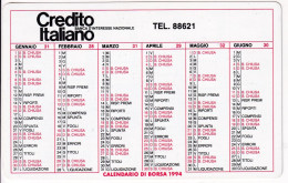 Calendarietto - Credito Italiano - Anno 1994 - Tamaño Pequeño : 1991-00