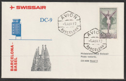 1972, Swissair, Erstflug, Barcelona - Basel - Storia Postale