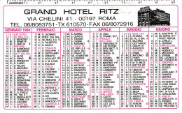 Calendarietto - Grand Hotel Ritz - Roma - Anno 1994 - Petit Format : 1991-00