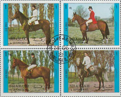 1972 Sharjah Used Mi.1296/99 A Klbg. Rider Rider Horses Horses Animals - Horses