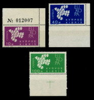 ZYPERN 1961 Nr 197-199 Postfrisch ECKE-ORE X92E13A - Nuovi
