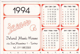 Calendarietto - Jsland Music House - Torino - Anno 1994 - Formato Piccolo : 1991-00