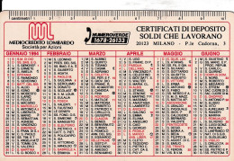 Calendarietto - Mediocredito Lombardo - Milano - Anno 1994 - Formato Piccolo : 1991-00