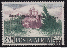 1951 SAN MARINO, Posta Aerea N° 98d MNH/**  Firma Bolaffi/A.Diena/Sorani - Errors, Freaks & Oddities (EFO)