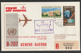 1976, Royal Air Maroc, Erstflug, Genf UN - Djedda - First Flight Covers