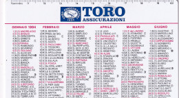Calendarietto - TORO - Assicurazioni - Anno 1994 - Petit Format : 1991-00