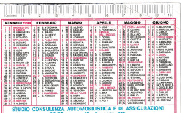 Calendarietto - Studio Consulenza Automobilistica E Di Assicurazioni - Barcellona - Messina - Anno 1994 - Petit Format : 1991-00