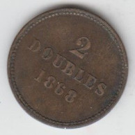Guernsey Coin 2 Double 1868 - Condition Very Fine - Guernesey