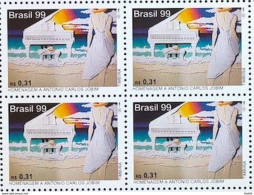 C 2228 Brazil Stamp Stamp Antonio Carlos Jobim Piano Music Beach 1999 Block Of 4 - Unused Stamps