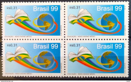 C 2235 Brazil Stamp Stamp Education New High School Flag Map Book 1999 Block Of 4 - Unused Stamps