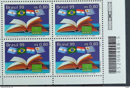 C 2220 Brazil Stamp Cultural Heritage Day Of Mercosur Flag 1999 Block Of 4 Bar Code - Unused Stamps