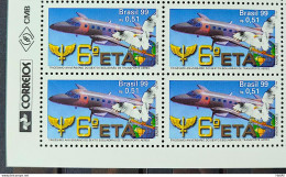 C 2196 Brazil Stamp Airplane Air Transport Eagle 1999 Block Of 4 Vignette Correios - Unused Stamps