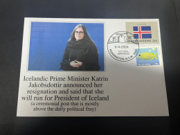8-4-2024 (1 Z 22) Iceland Prime Minister Katrin Jakobsdottir Announce She Resign From Her Position - Covers & Documents