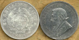 SOUTH AFRICA 2&1\2 SHILLINGS BOER SHIELD FRONT MAN HEAD BACK 1894 VF SILVER KM7 READ DESCRIPTION CAREFULLY !!! - Sudáfrica