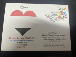 8-4-2024 (1 Z 22) COVID-19 4th Anniversary - Yemen - 8 April 2024 (with OZ Stamp) - Malattie