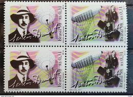 C 2143 Brazil Stamp Santos Dumont Airplane Balloon 1998 Complete Series Block Of 4 - Unused Stamps