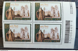 C 2142 Brazil Stamp Monastery Of Sao Bento Church Religion 1998 Block Of 4 Bar Code - Unused Stamps