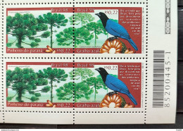 C 2138 Brazil Stamp Pinheiro Do Parana Blue Jay 1998 Block Of 4 Bar Code - Unused Stamps