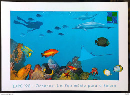 Brazil Postcard Ocean Peixe Dolphin Coral 1998 - Brasilia