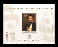 Hungary 2023 Mih. 6348B (Bl.490B) 1st Minister Of Justice Of Hungary Ferenc Deak. Painting By Franz Eybl (imperf) MNH ** - Nuovi