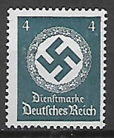 GERMANIA REICH IMPERO 1942 FRANCOBOLLI DI SERVIZIO CROCE UNCINATA SENZA FILIGRANA UNIF. 128  MLH  VF - Dienstzegels