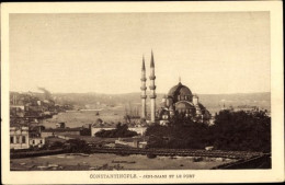Postcard Constantinople Istanbul Turkey, Mosque Jéni Djami Et Le Port, Harbor, VF Unused - Islam