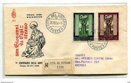 Vaticano FDC Venetia 1956 San Giovanni Capestrano  Viaggiata Racc. Per L'Italia - FDC