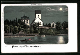 Mondschein-AK Romanshorn, Schloss Und Kirche Mit Ruderpartie  - Romanshorn
