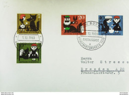 BRD: FDC-Brief Mit Satz Wohlfahrtsmarken "Märchen Der Brüder Grimm (III)" SoSt. BONN Vom 1.10.1960 Knr: 340/3 - 1948-1960