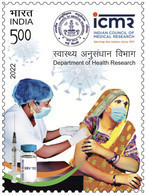 Covid 19 Vaccines Vaccination Anniversary New Commemorative Stamp Issue India Inde Indien SAME USED 4 POSTAGE WORLDWIDE - Enfermedades