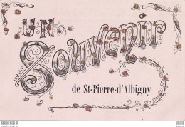 B1-73) SAINT PIERRE D ' ALBIGNY - UN SOUVENIR - (CARTE FANTAISIE - ART NOUVEAU AVEC AJOUTIS DE BRILLANTS - 2 SCANS) - Saint Pierre D'Albigny