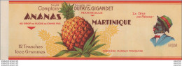 B16-ETIQUETTE - MARSEILLE - COMPTOIR DUFAY & GIGANDET - ANANAS AU SIROP  "" LA TETE NEGRE "" - 33 X 11 - Fruits & Vegetables