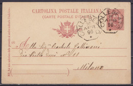 Italie - CP Cartolina Postale 10ct Orange Càd Octogon. COLLEBEATO /16 APR 1896 Pour MILANO - Stamped Stationery