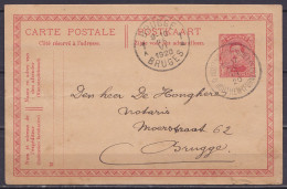 EP CP 10c Rouge (N°138) Càd Relais *HOUTHEM (VEURNE) /24 VI 1920/ HOUTHEM (FURNES)* Pour BRUGGE - Càd Arrivée BRUGGES 1A - Cartes Postales 1909-1934