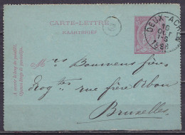 EP Carte-lettre 10c Rose (N°46) Càd DEUX-ACREN /16 OCT 1888 Pour BRUXELLES (au Dos: Càd Arrivée BRUXELLES 1) - Postbladen