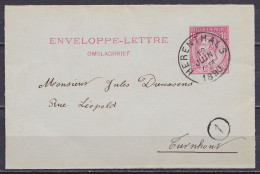 EP Enveloppe-lettre 10c Rose (N°46) Càd HERENTALS /12 JUIN 1890 Pour TURNHOUT (au Dos: Càd Arrivée TURNHOUT) - Buste-lettere
