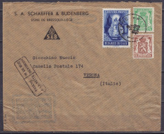 L. "S.A. Schaeffer é Budenberg" / Usine De Bressoux" Affr.N°424+712+779 Càd LIEGE 1X /5 VII 1948 Pour VERONA (Italie) -  - 1935-1949 Sellos Pequeños Del Estado