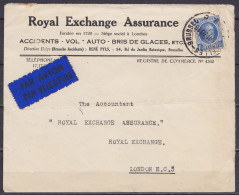 L. Par Avion "Royal Exchange Assurance" Affr. N°257 Càd BRUXELLES-BRUSSEL 9C /-4.11.1930 Pour LONDON (au Dos: Càd BRUXEL - 1922-1927 Houyoux