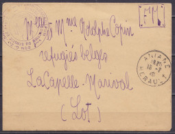 Courrier En Franchise (F.M.) D'un Militaire Belge En France CISS Càd ANIANE /16-7-1940 Pour Réfugiés Belges à LA CAPELLE - Guerre 40-45 (Lettres & Documents)