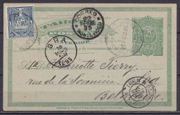 Uruguay - EP CP 2cts "Tarjeta Postal Interior" + 1ct Càd "CORREO /20 FEB 1895/ RIO NEGRO" Pour SPA - Càd MONTEVIDEO & Am - Other & Unclassified