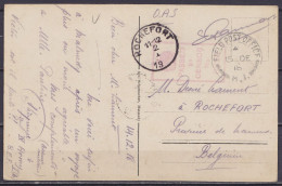 CP Malmedy En Franchise (O.A.S.) Datée 14 Décembre 1918 Càd FIELD POST OFFICE /15 DE 18 Pour ROCHEFORT - Càd Censure Bri - Fortune (1919)